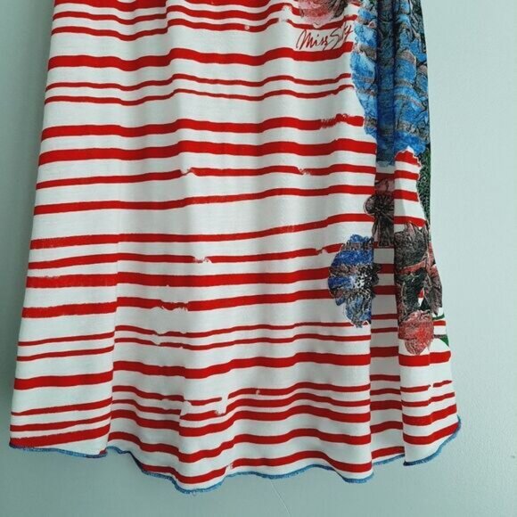 MISS SIXTY Italy Floral & Stripe Tank Top Scoop Neck Sz S Flawed - Picture 4 of 13
